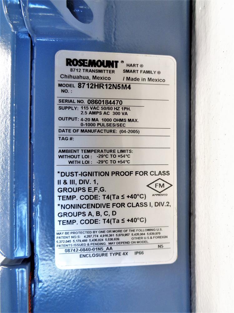 Rosemount 8712 Remote Magnetic Flow Transmitter 8712HR12N5M4